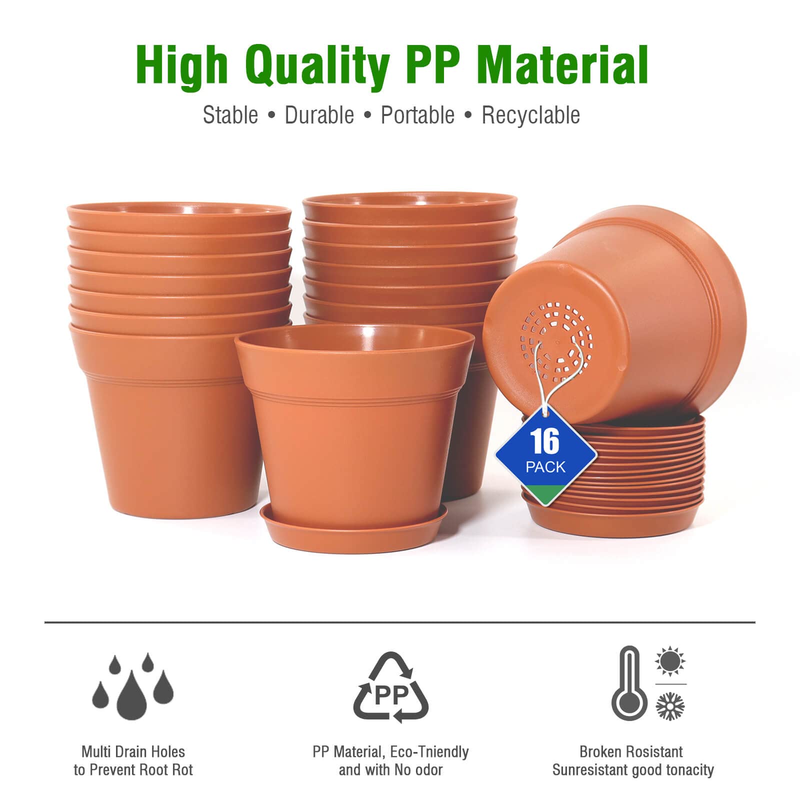Lightweight design makes repotting and rearranging plants easy.