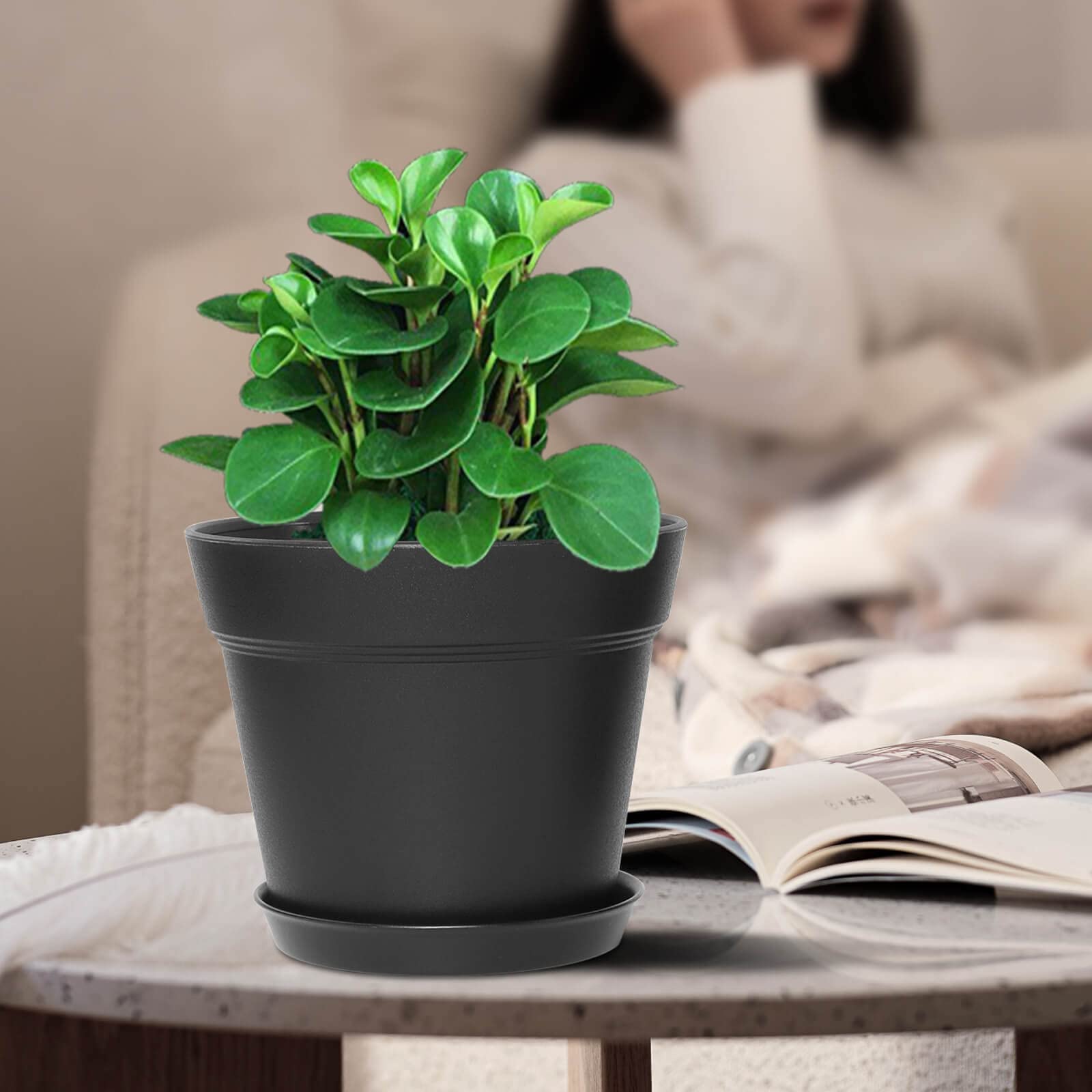 WOUSIWER modern matte finish planters add a stylish touch to any room.