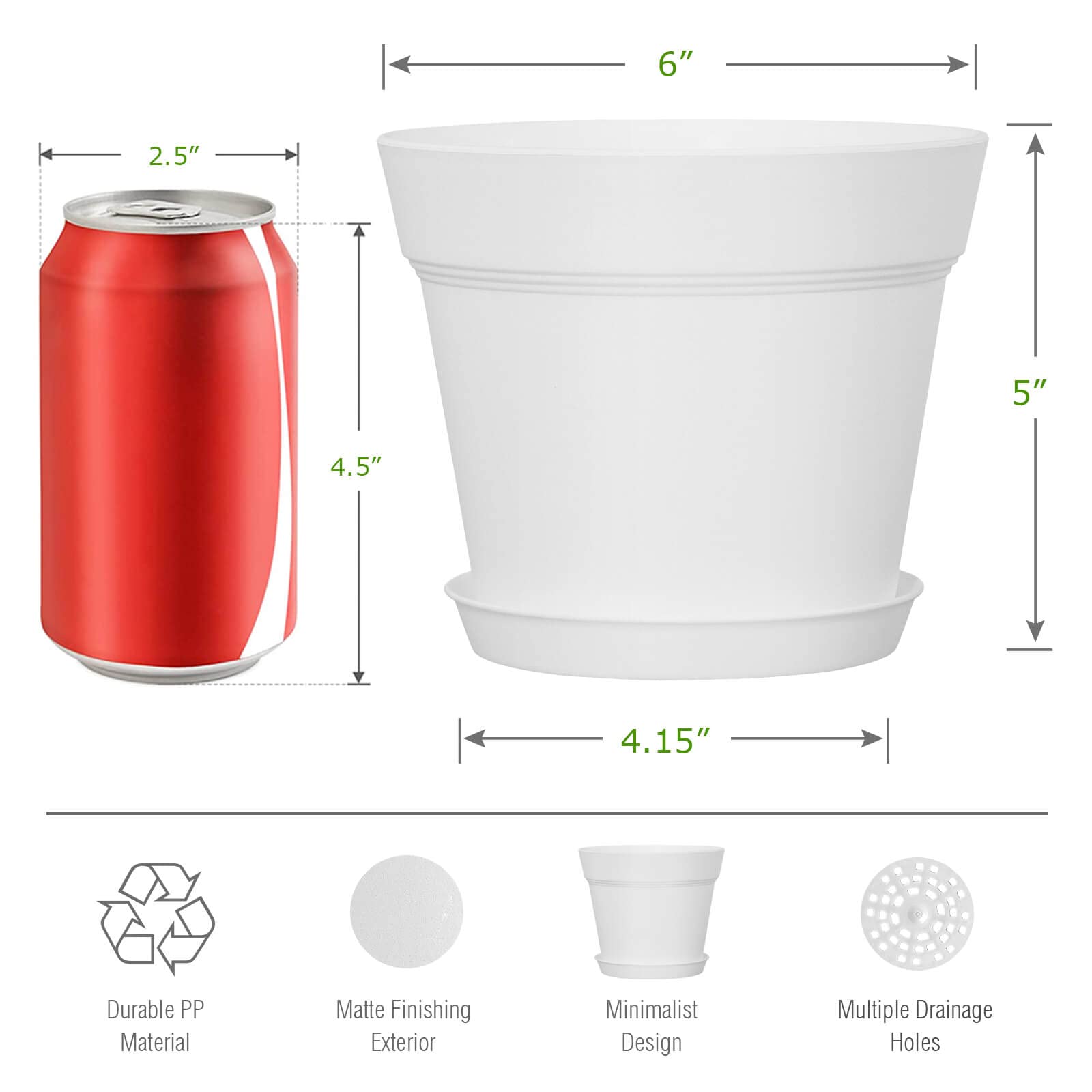 WOUSIWER plant pots with drainage holes for healthy watering