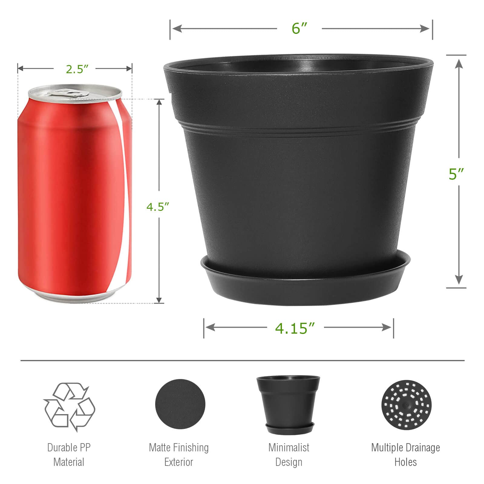 Durable WOUSIWER planters paired with matching trays for organized care.