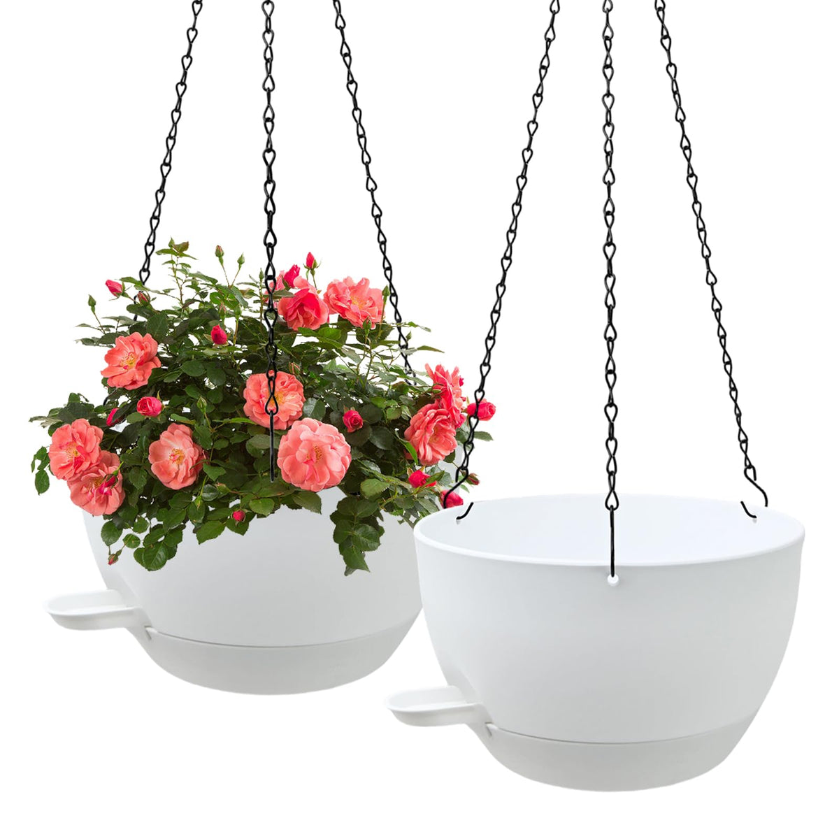 WOUSIWER self-watering hanging planter 10-inch front view with modern design for easy decor.