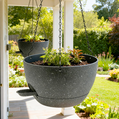 Close-up of WOUSIWER planter drainage holes promoting airflow and healthier roots