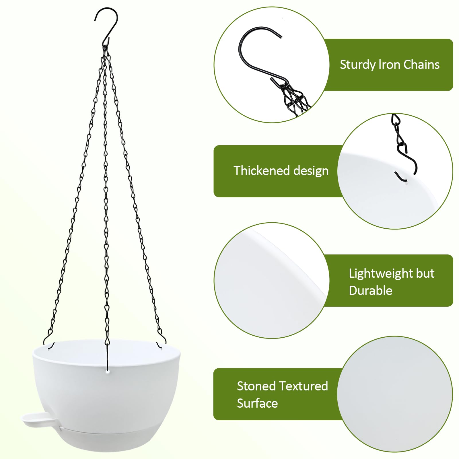 WOUSIWER sturdy triangle chain keeps planters secure indoors or outdoors.