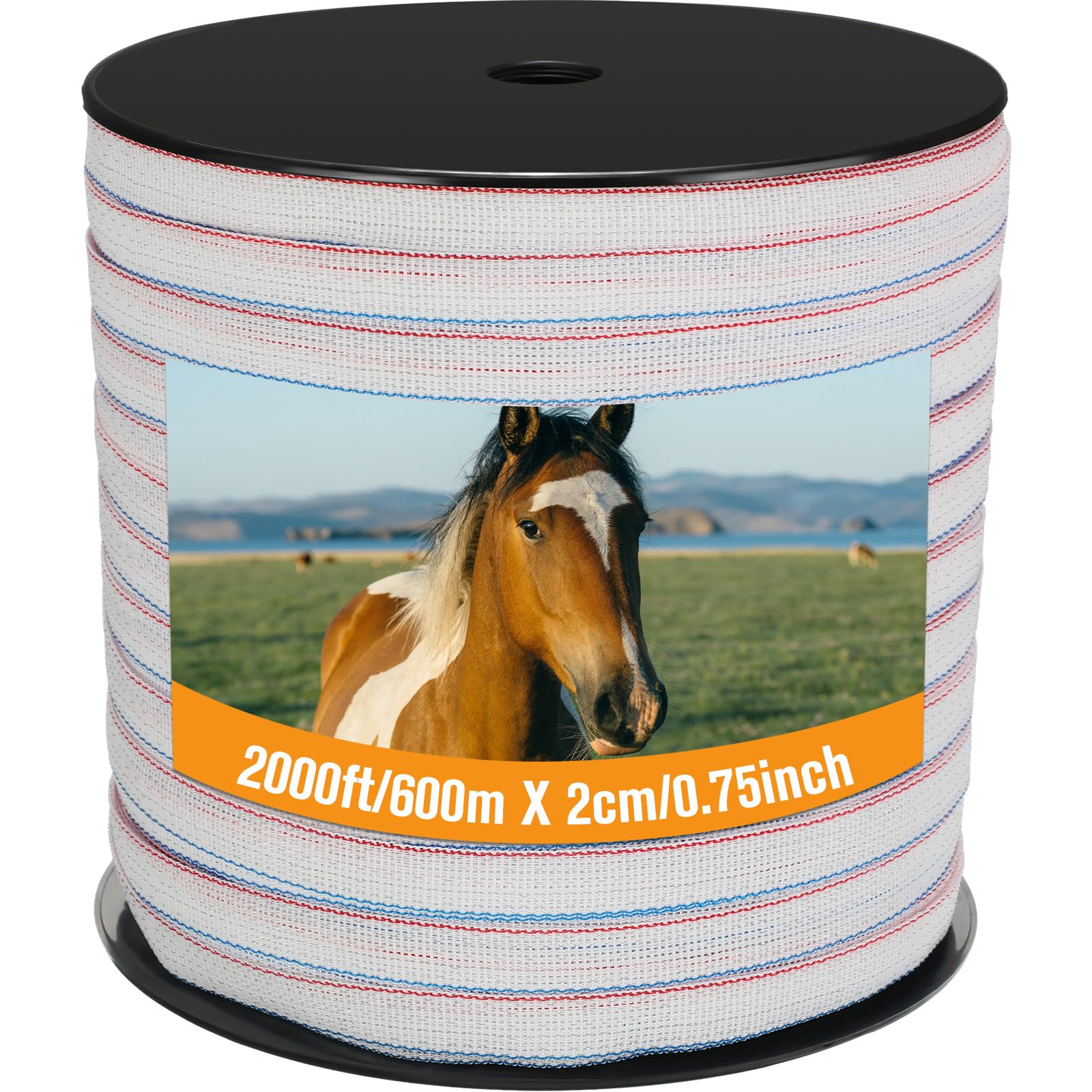 Wowangce electric fence tape 3/4 inch roll with high visibility for livestock containment