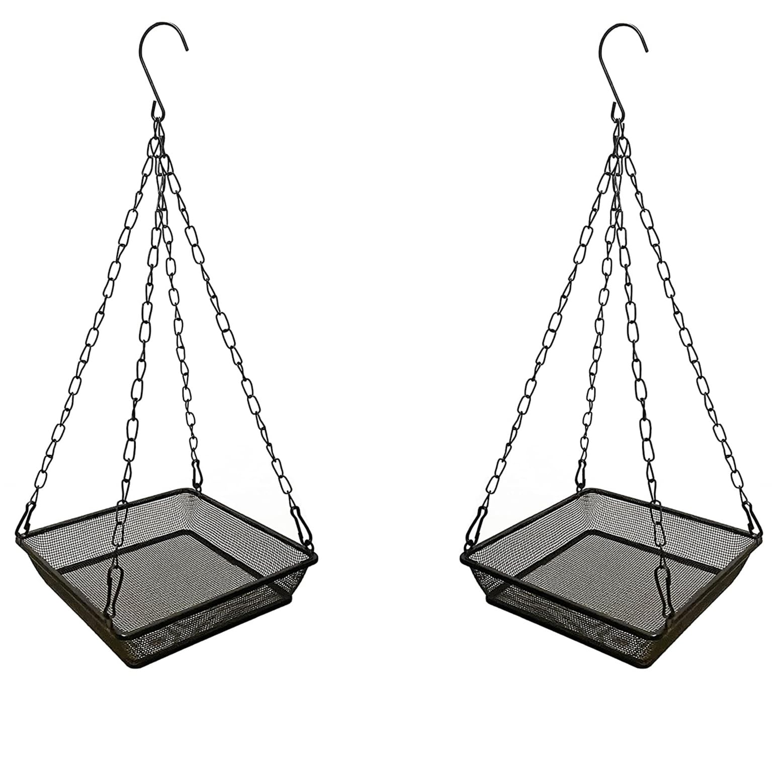 WOWARE 2-pack hanging bird feeder tray with mesh seed tray for yard bird feeding