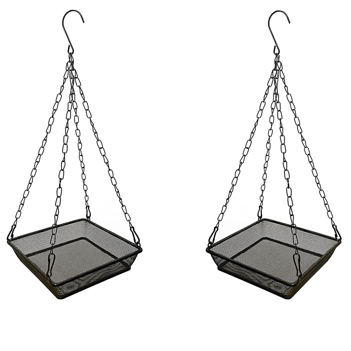 WOWARE 2-pack hanging bird feeder tray with mesh seed tray for yard bird feeding