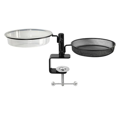 WOWARE deck bird feeder and bath with clamp assembly for secure fence mounting