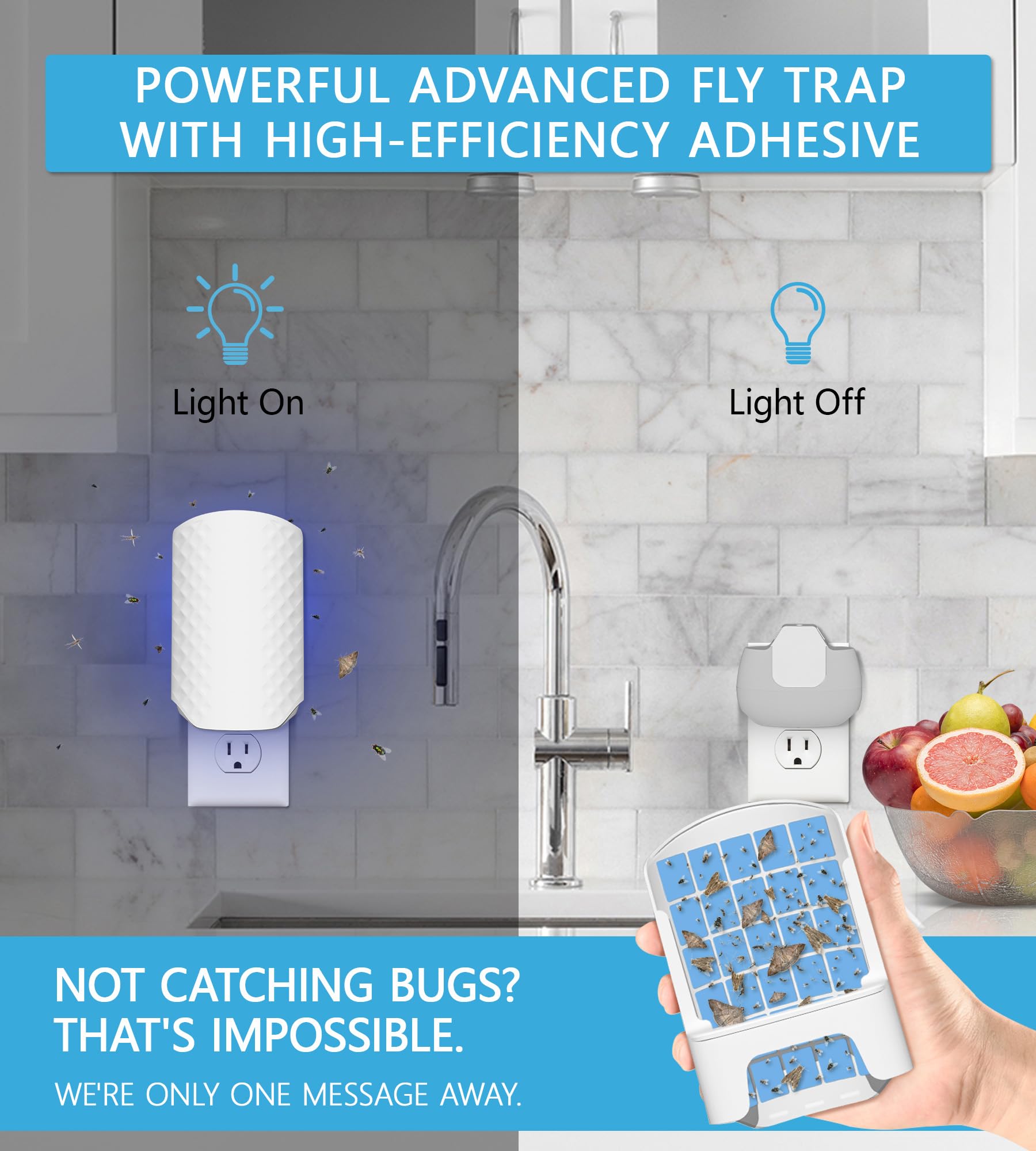 WowCatch Flying Insect Trap indoor device rear view with compact base.