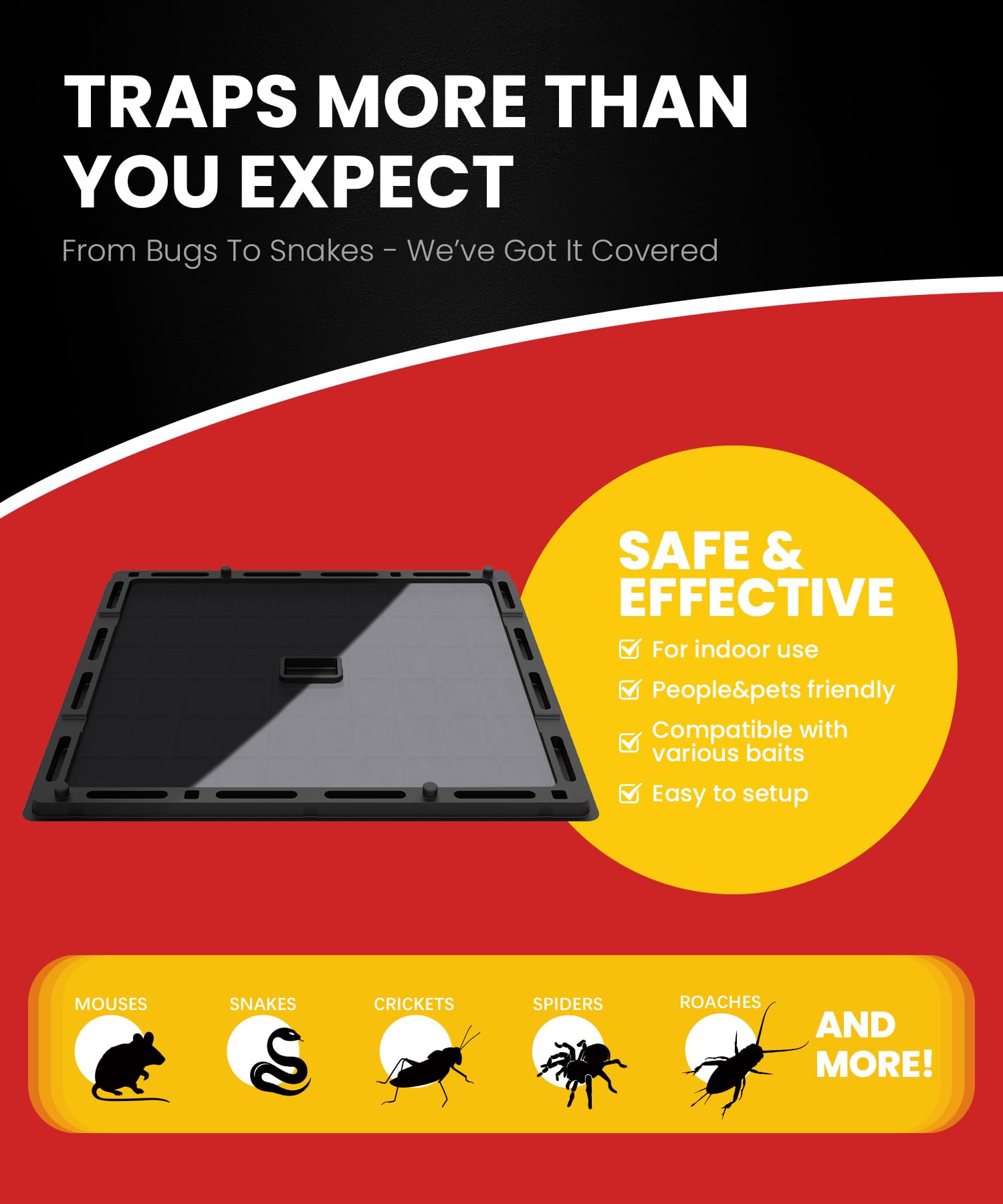 WowCatch Jumbo glue trap in a damp basement for humid environments.