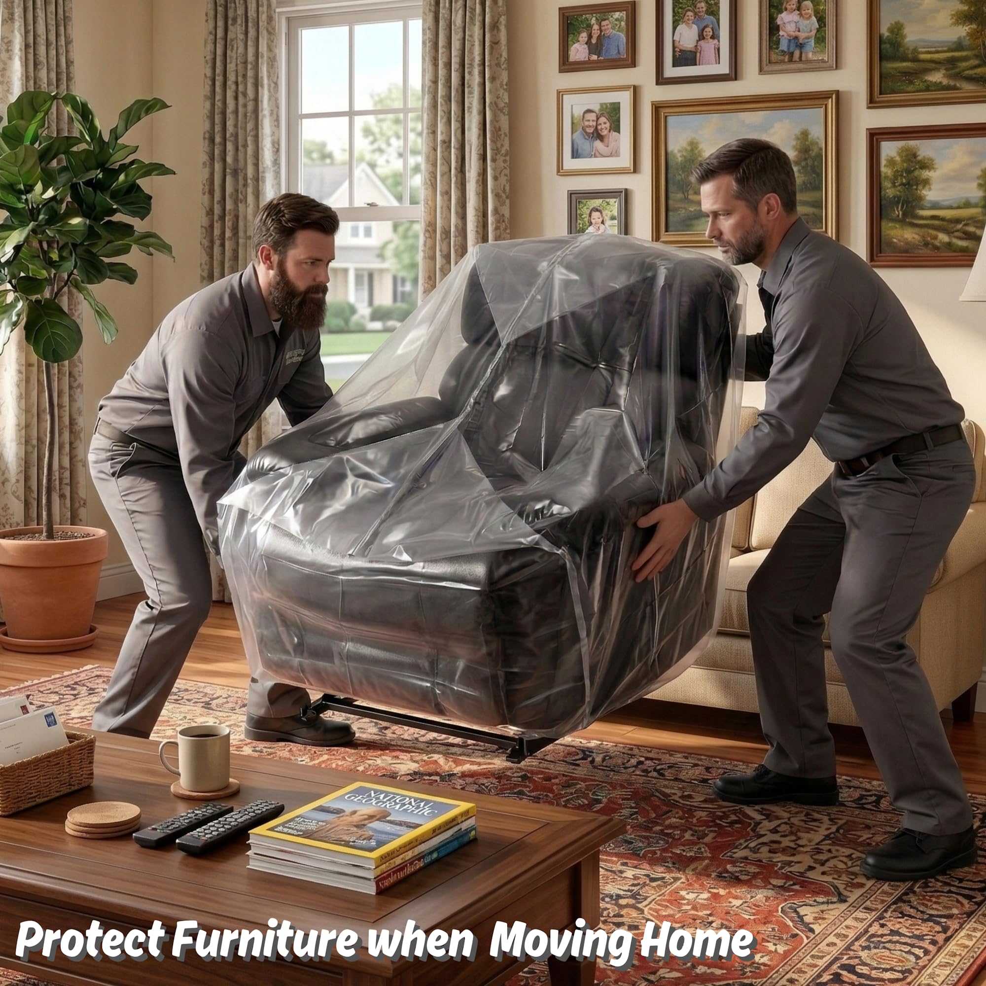 Wowfit chair and recliner protection bag shields furniture from dust.