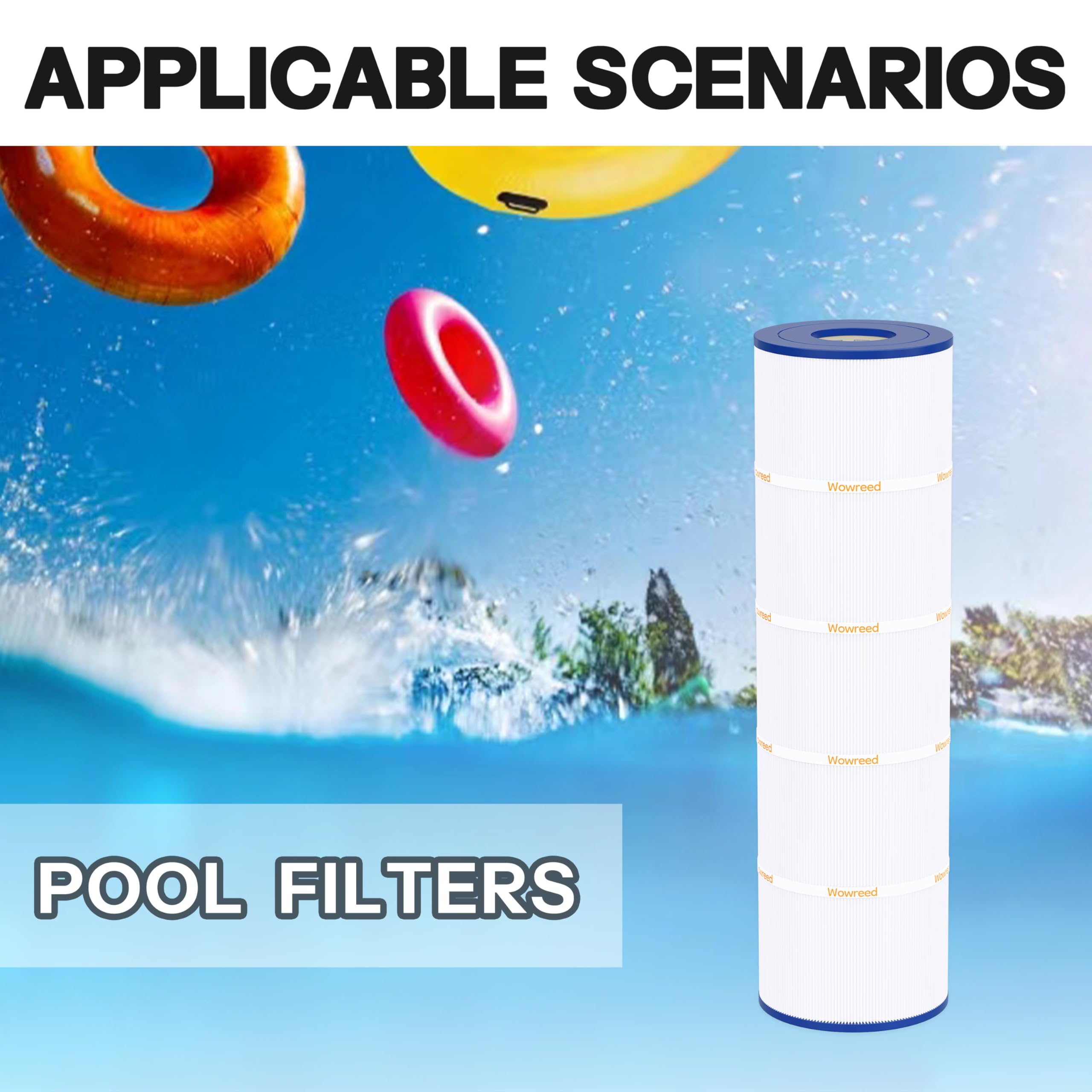 Wowreed pool filter in use beside pool for practical replacement
