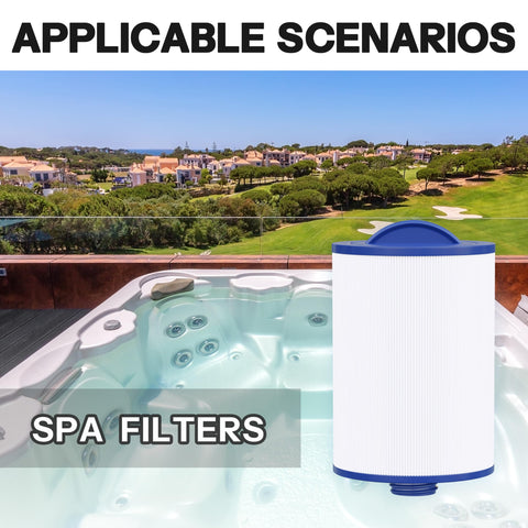 Wowreed spa filter filtration area 45 sq ft close-up illustrating generous surface for clear water
