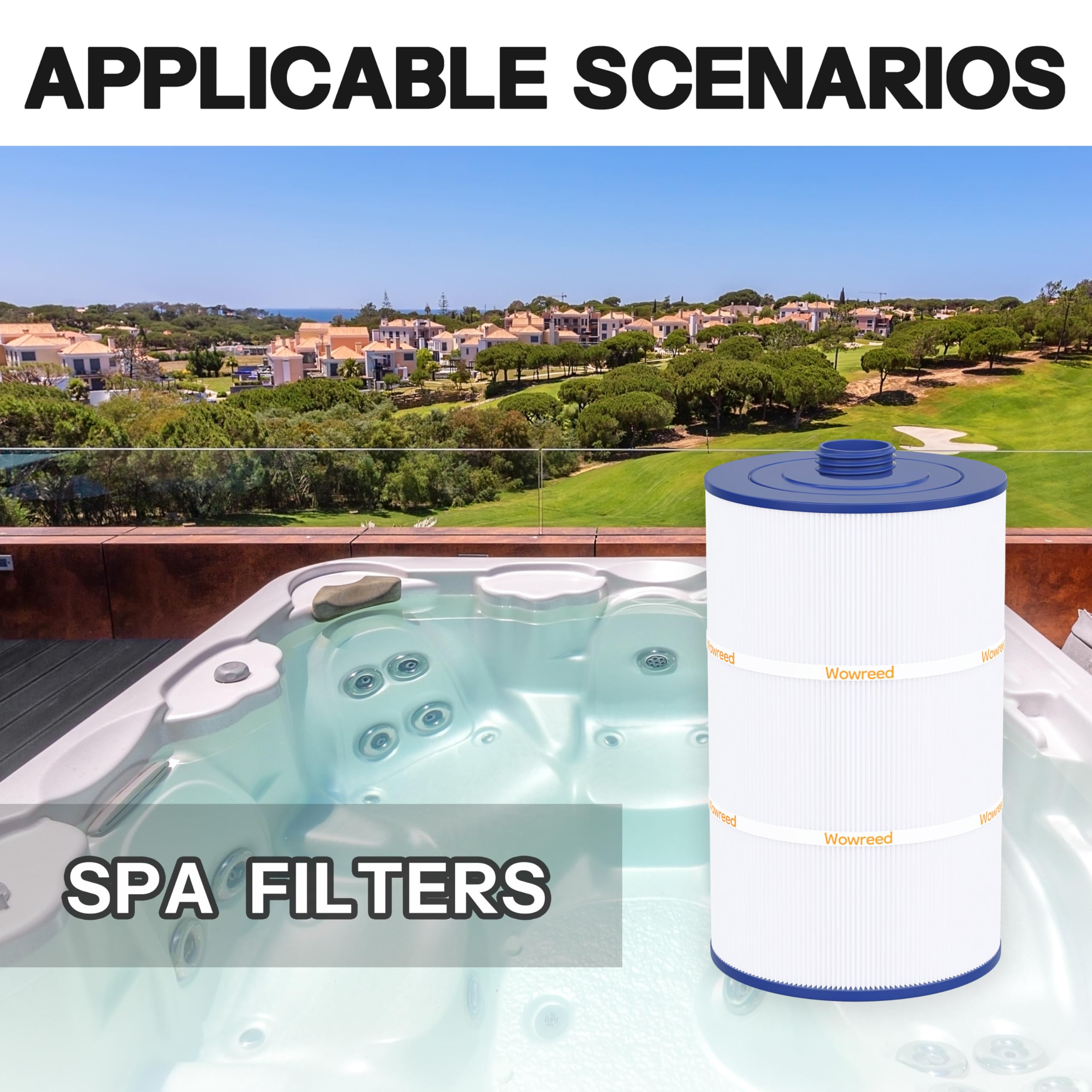 Wowreed spa filter with solid end caps promises long-lasting reuse.