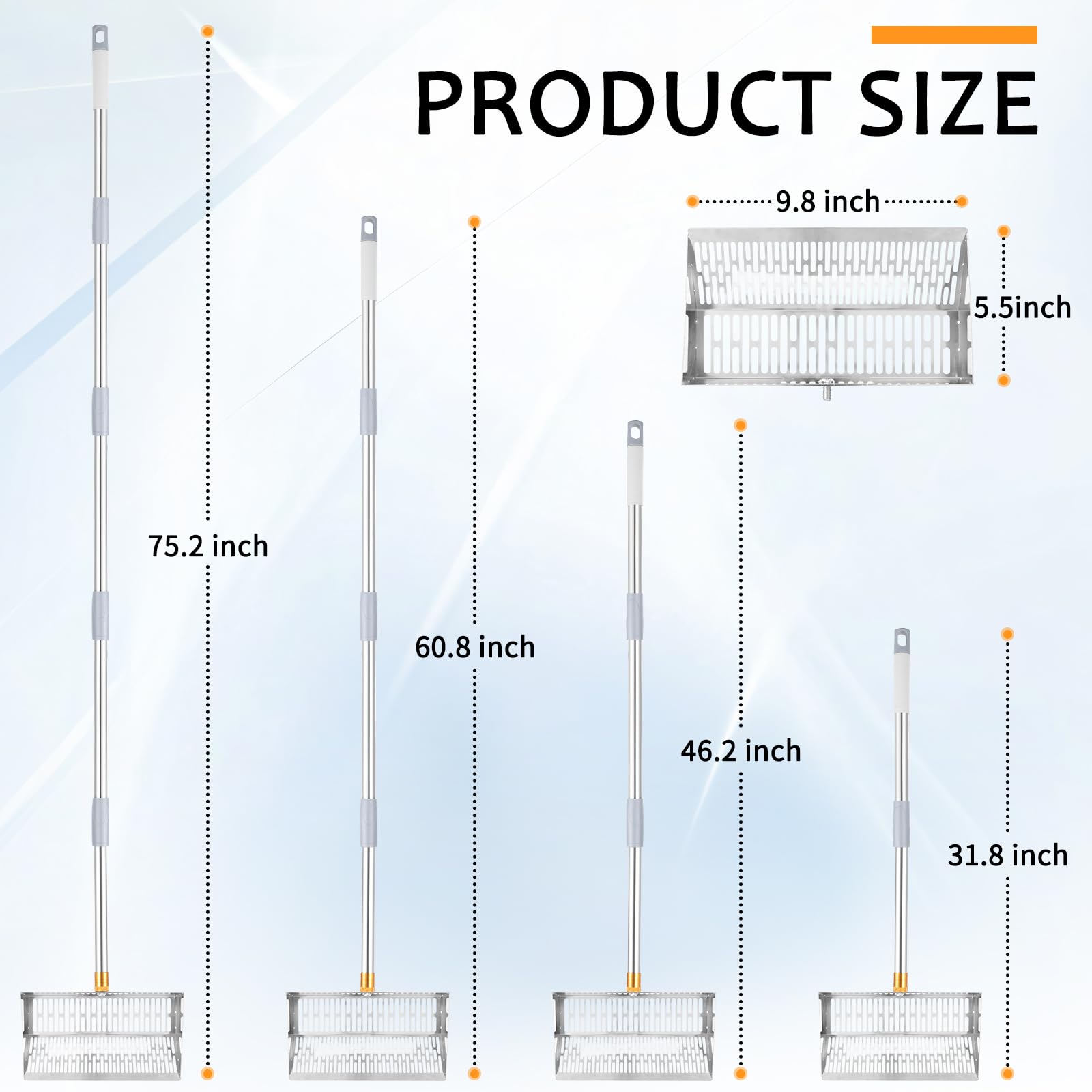 Woxnoc adjustable handle from 32 to 75 inches for back-friendly use