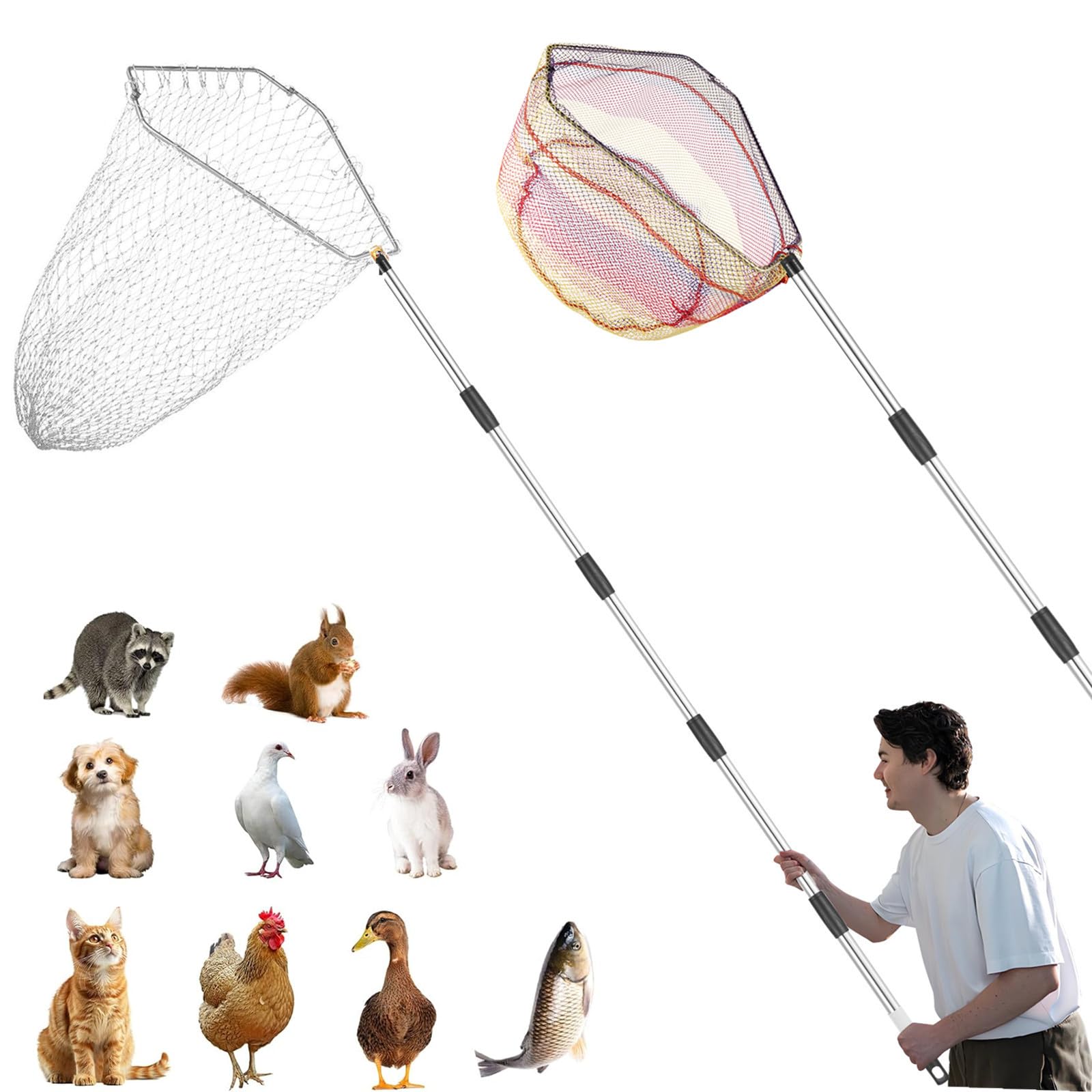 Woxnoc chicken catching net with two nets for versatile poultry captures.