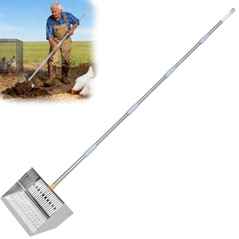 Woxnoc chicken coop scoop with a 10-inch wide scoop for fast cleanup