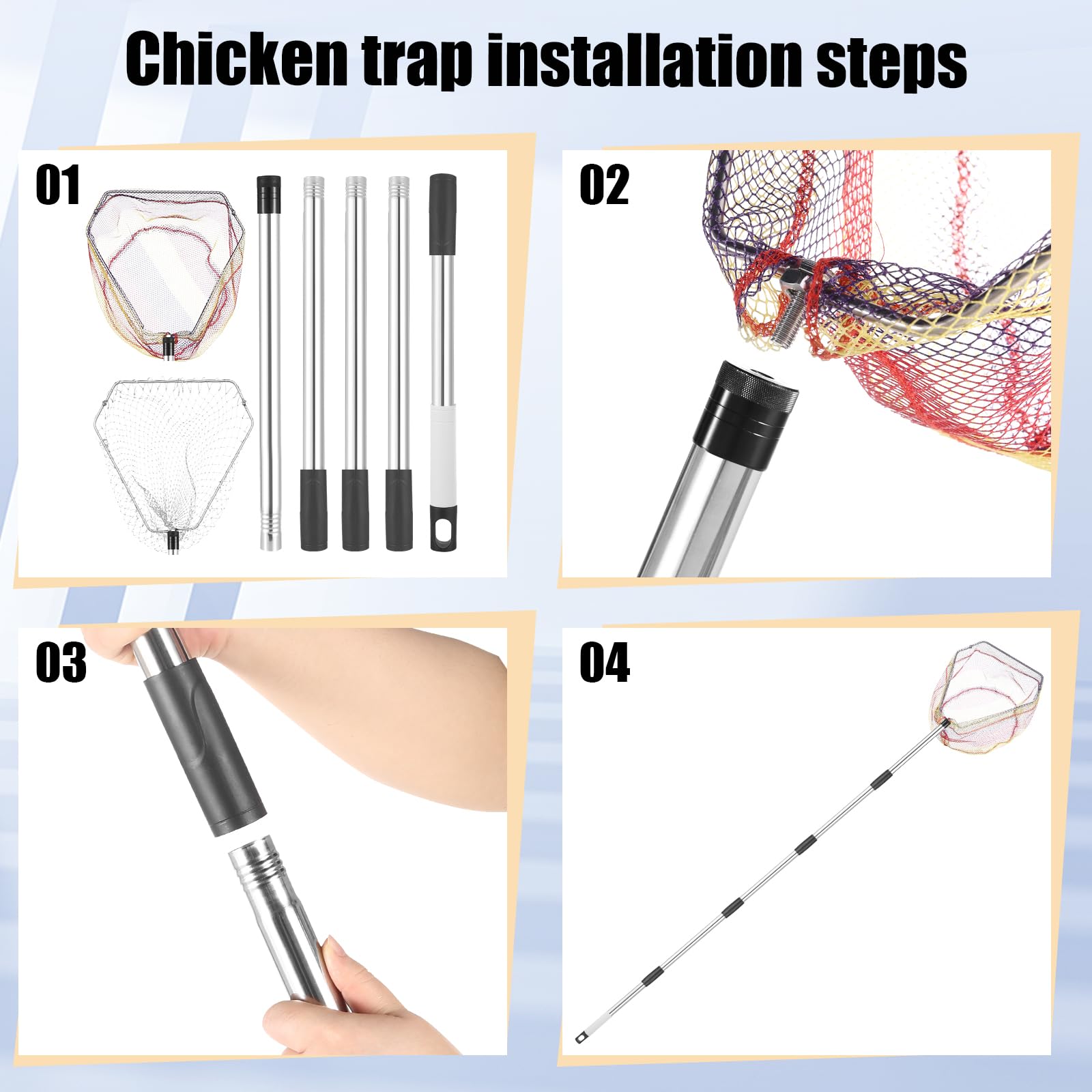 Woxnoc poultry catching kit in field use for safe animal handling.