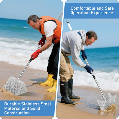 Woxnoc rust-resistant stainless steel beach tool ready for salt air and sun exposure.