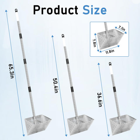 Woxnoc stainless-steel sifter with 13-inch mesh, close-up highlighting fast treasure separation.