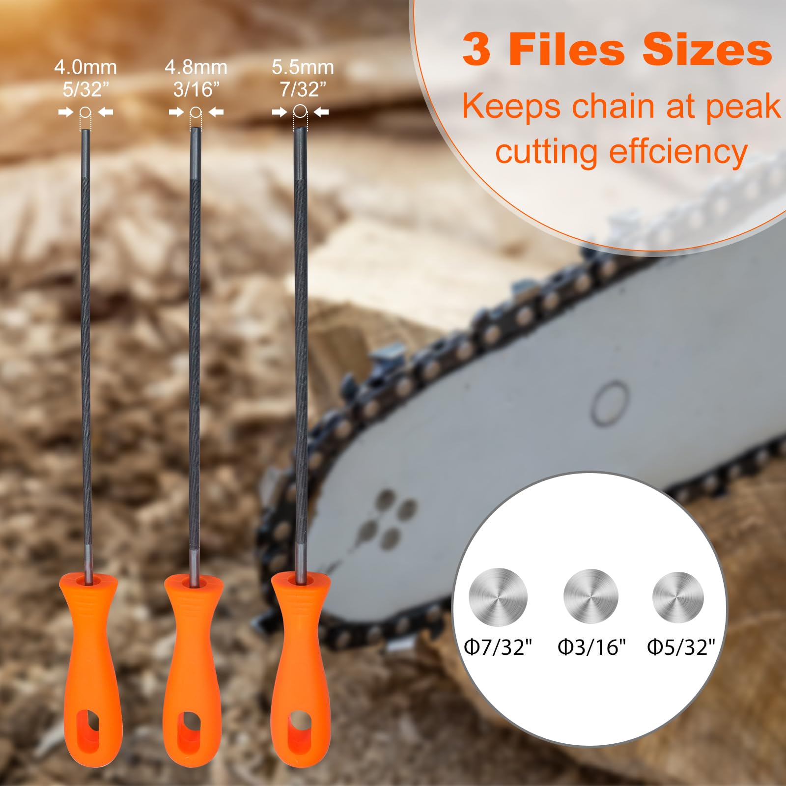 Wozoohyi chainsaw file 7/32 inch delivers smooth sharpening and longer life.