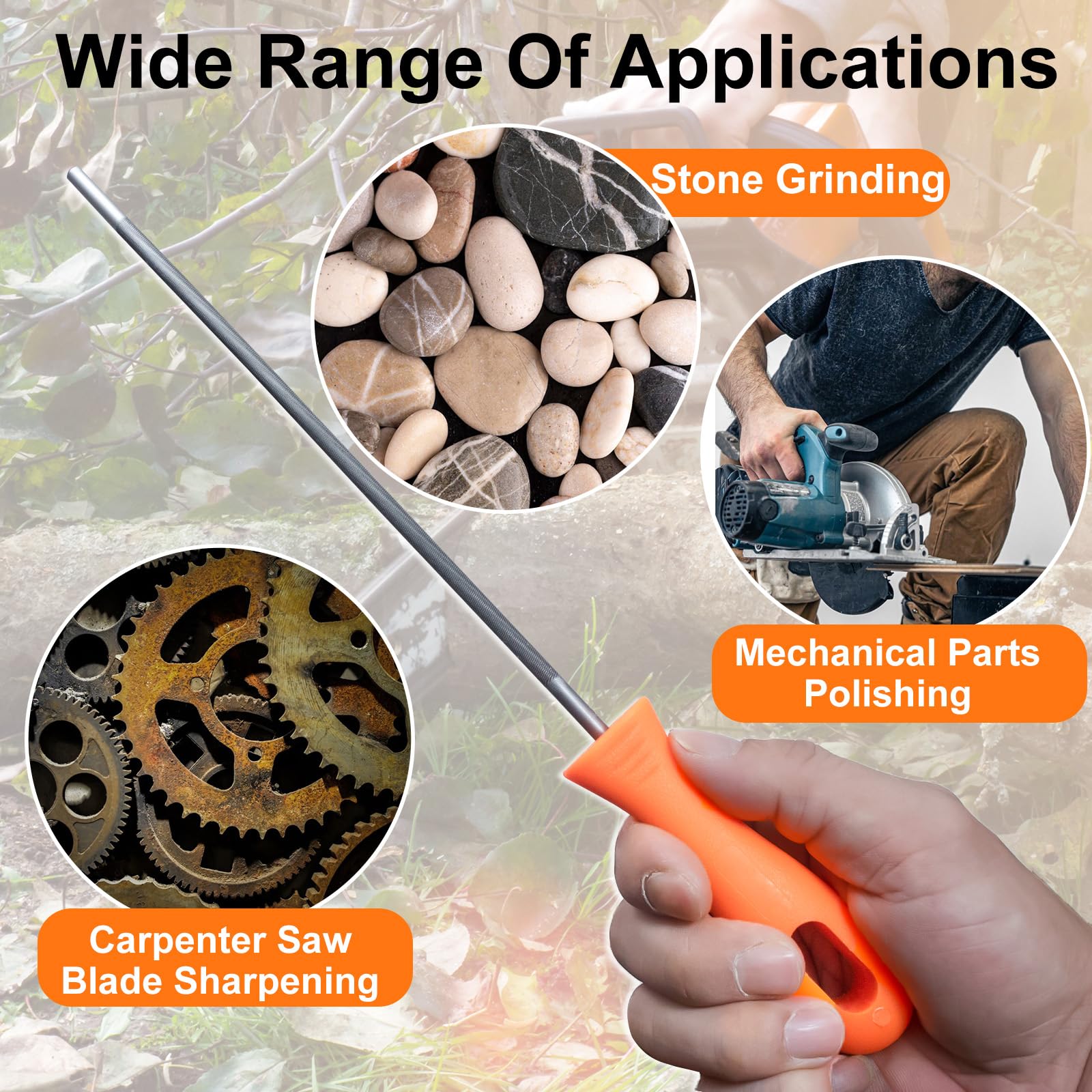 Wozoohyi chainsaw file in a workshop setting supports efficient woodworking.