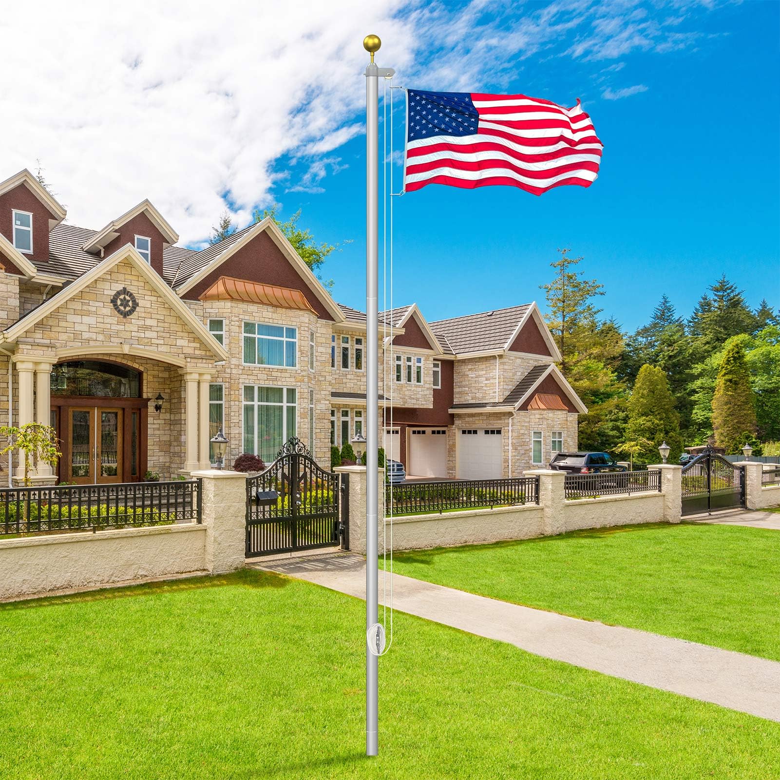 Wphold double-flag display on a single pole.