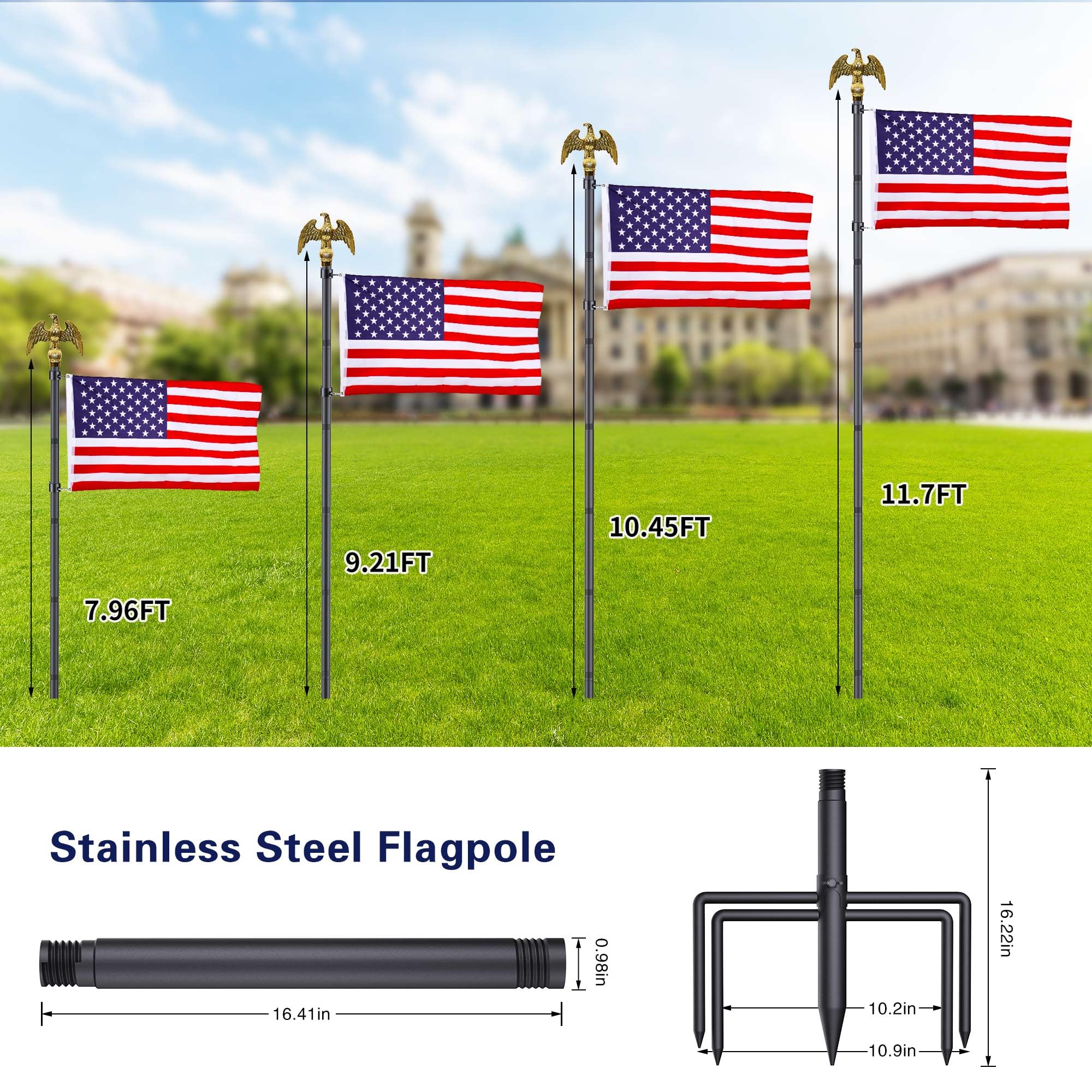 Wphold complete flag pole kit with topper and rings