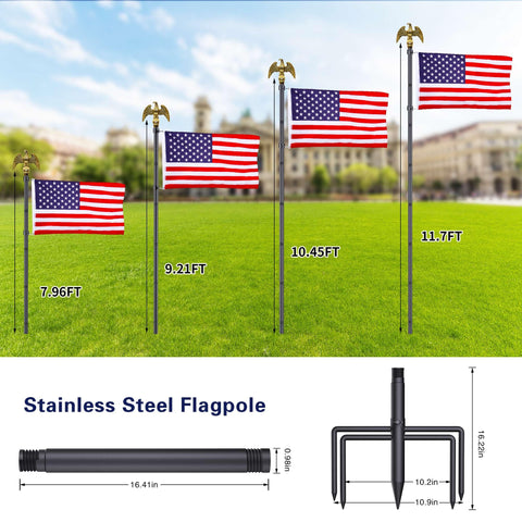 Wphold complete flag pole kit with topper and rings