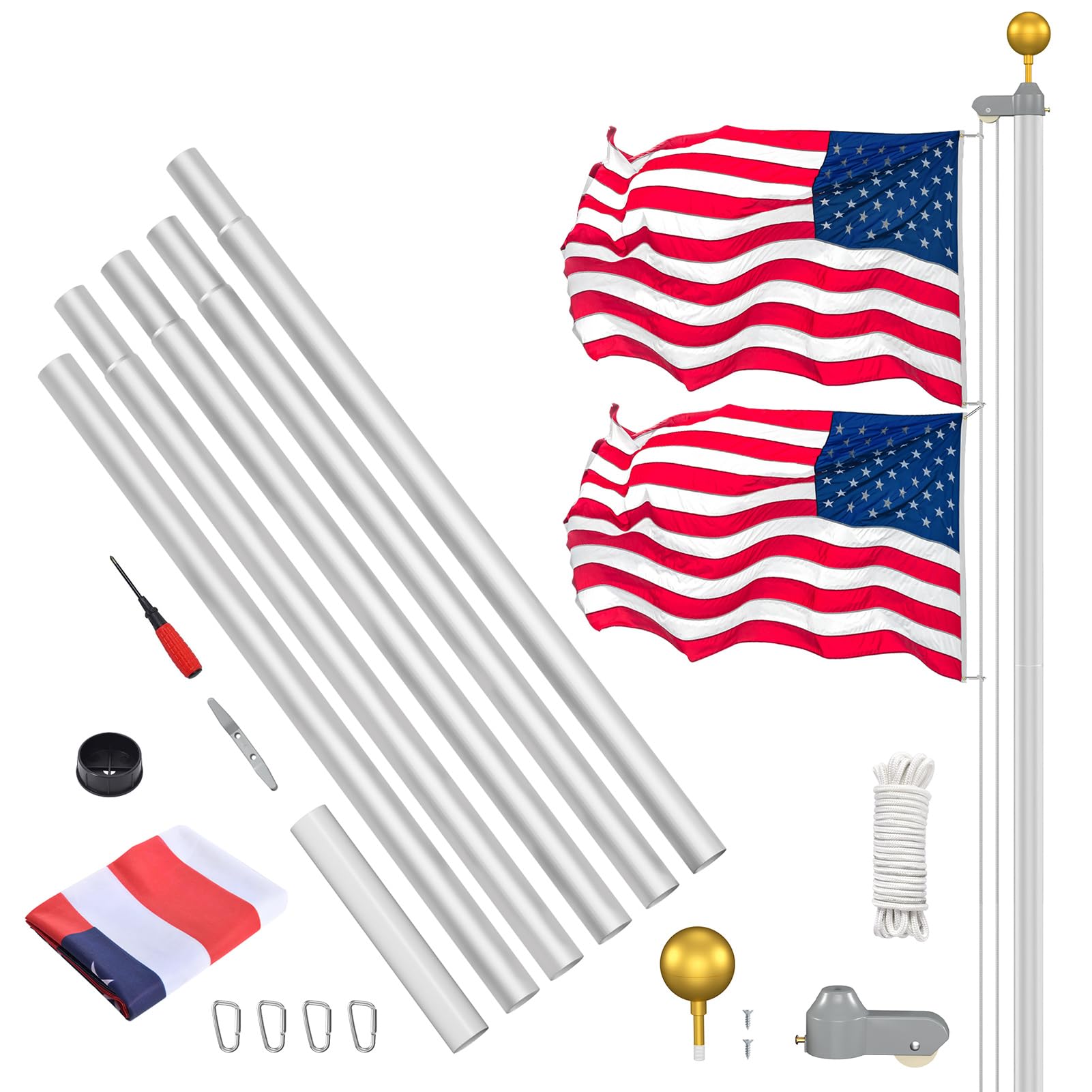 Wphold flag pole with 3x5 American flag shows patriotic display