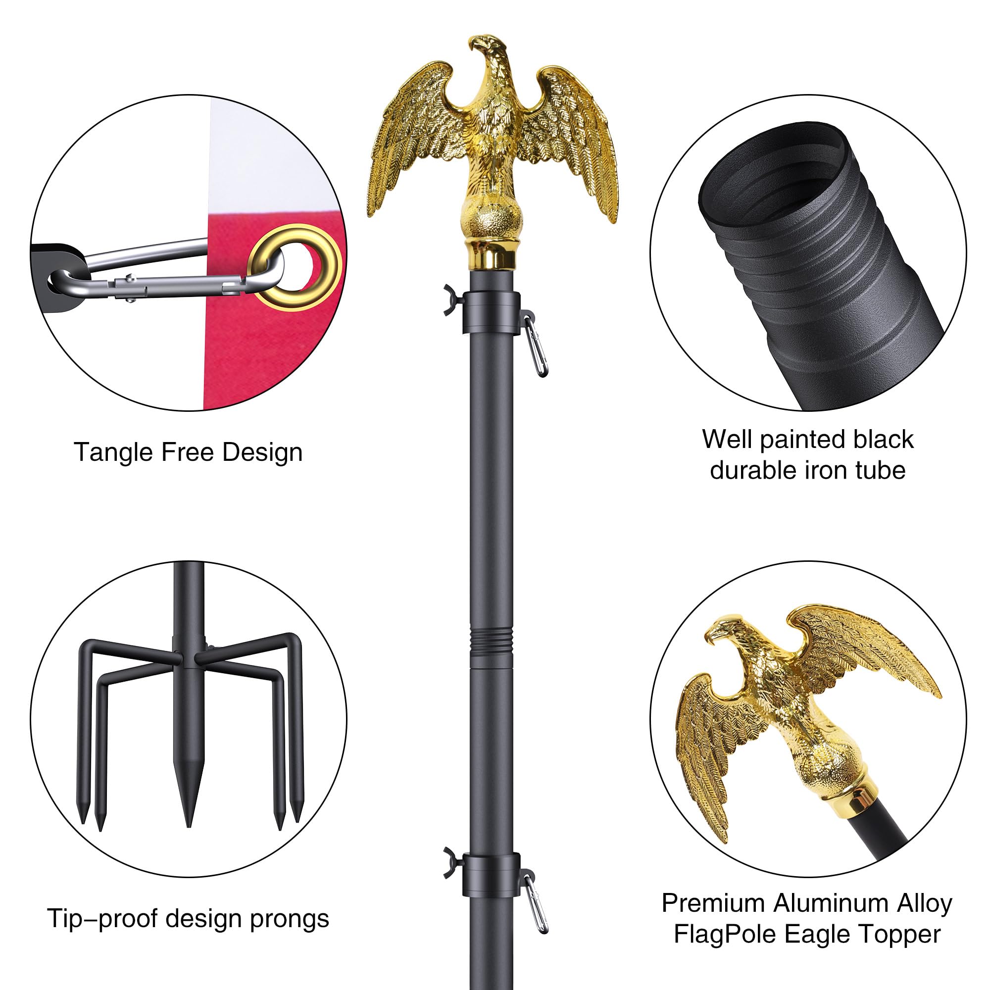 Wphold deep-ground prongs for stable installation on clay soil