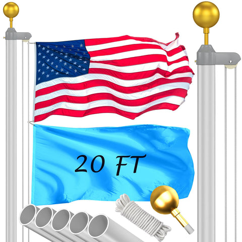 Wphold flagpole kit 20ft in-ground installation for easy outdoor display