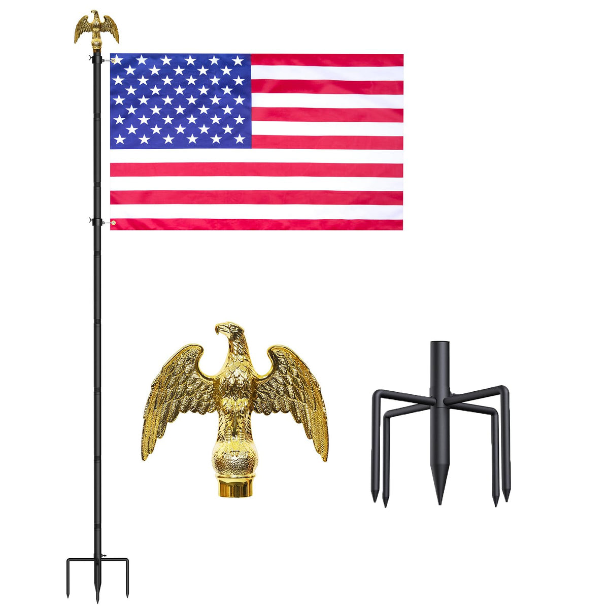 Wphold outdoor 10 ft flag pole ground kit for durable yard display