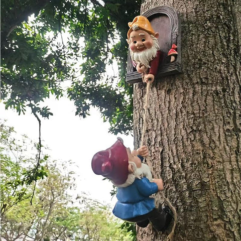 WPJFMXZ climbing gnome tree face decor adds whimsy to your garden.