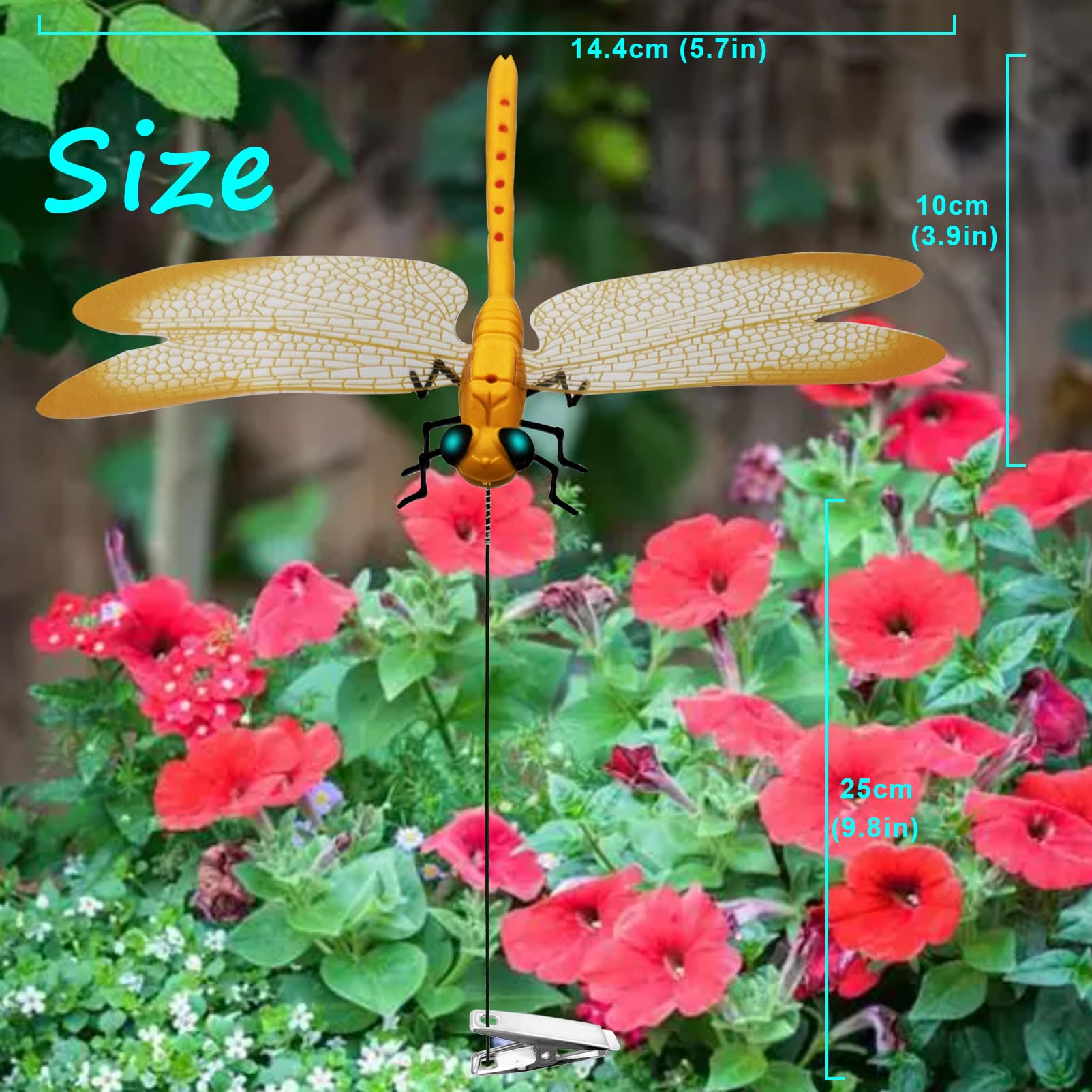 WPPOWER colorful dragonfly stakes brighten yards with vibrant hues.