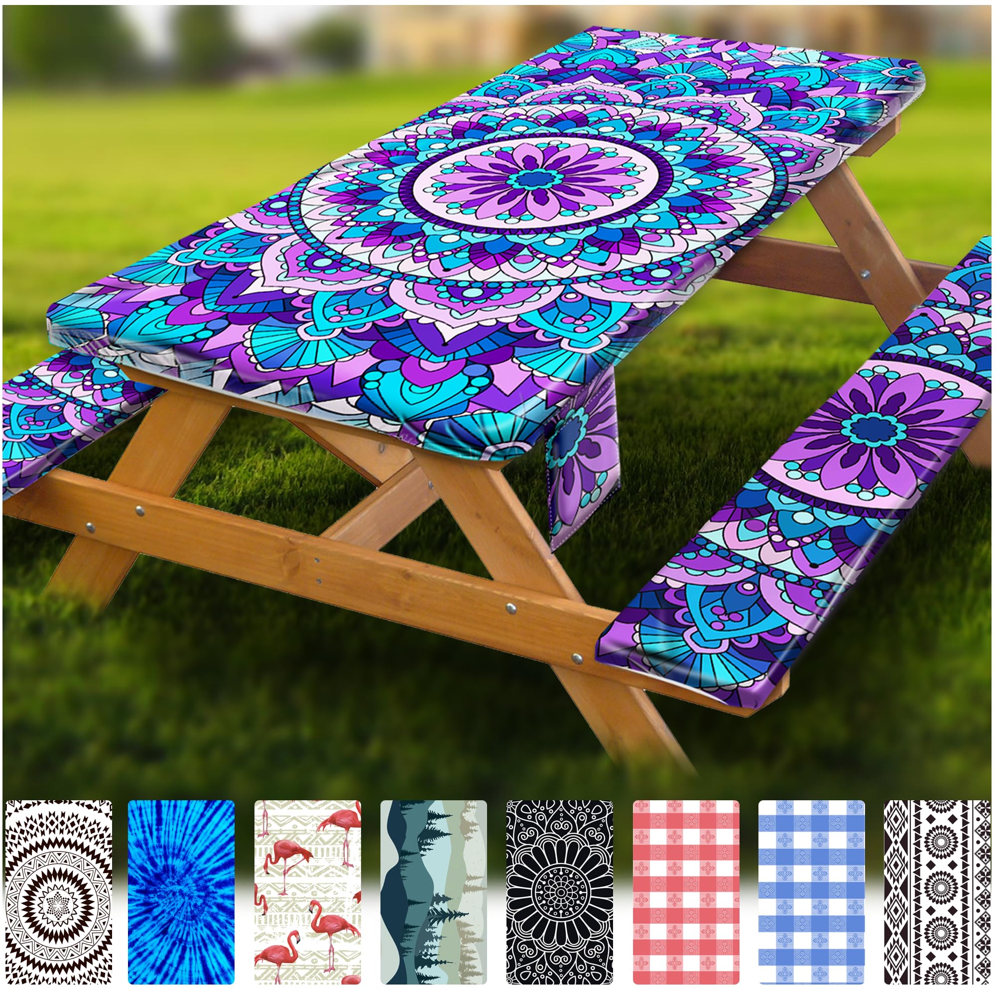 Wrakus fitted picnic table cover 72x30 protecting a standard table from spills