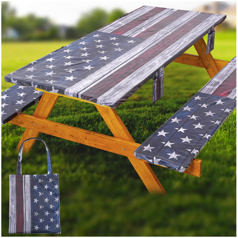 Wrakus fitted table cover for 96x30 inch top provides spill protection at outdoor meals.