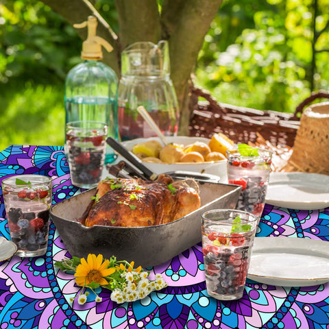 Wrakus outdoor dining setup on a patio or campsite with vibrant color