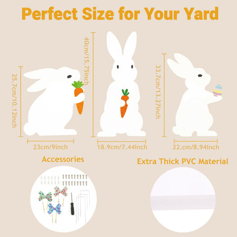 WruFiz Easter bunny yard sign 08 with stake, charming spring welcome piece.