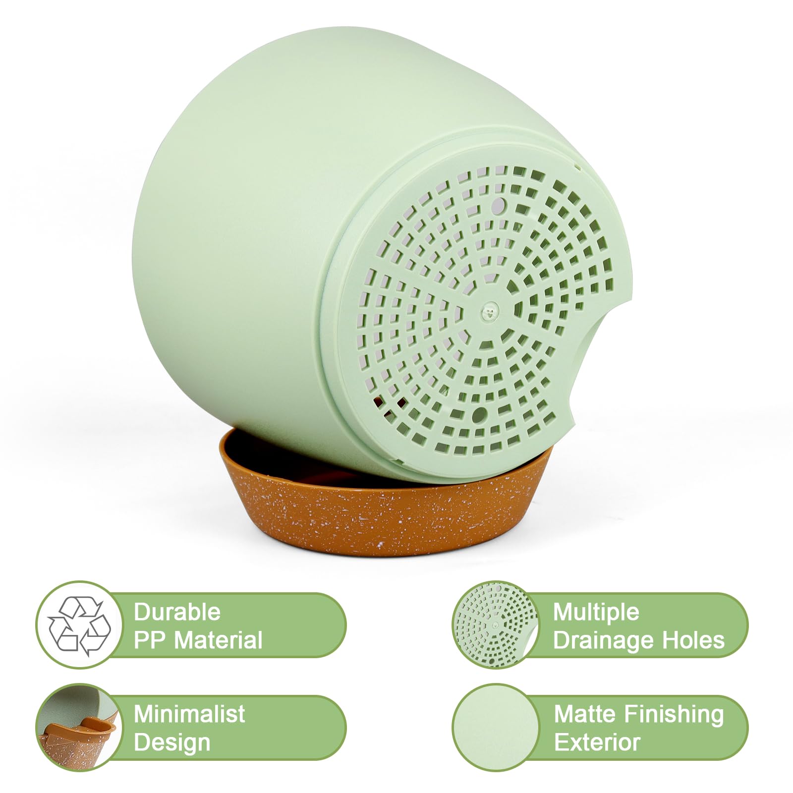 WSMKSZ 9-inch pot close-up of mesh drainage holes promoting airflow and drainage