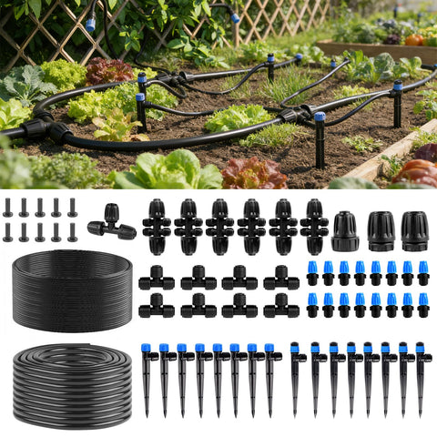 Wsaeig garden drip system kit ready for installation, showcasing a comprehensive irrigation solution