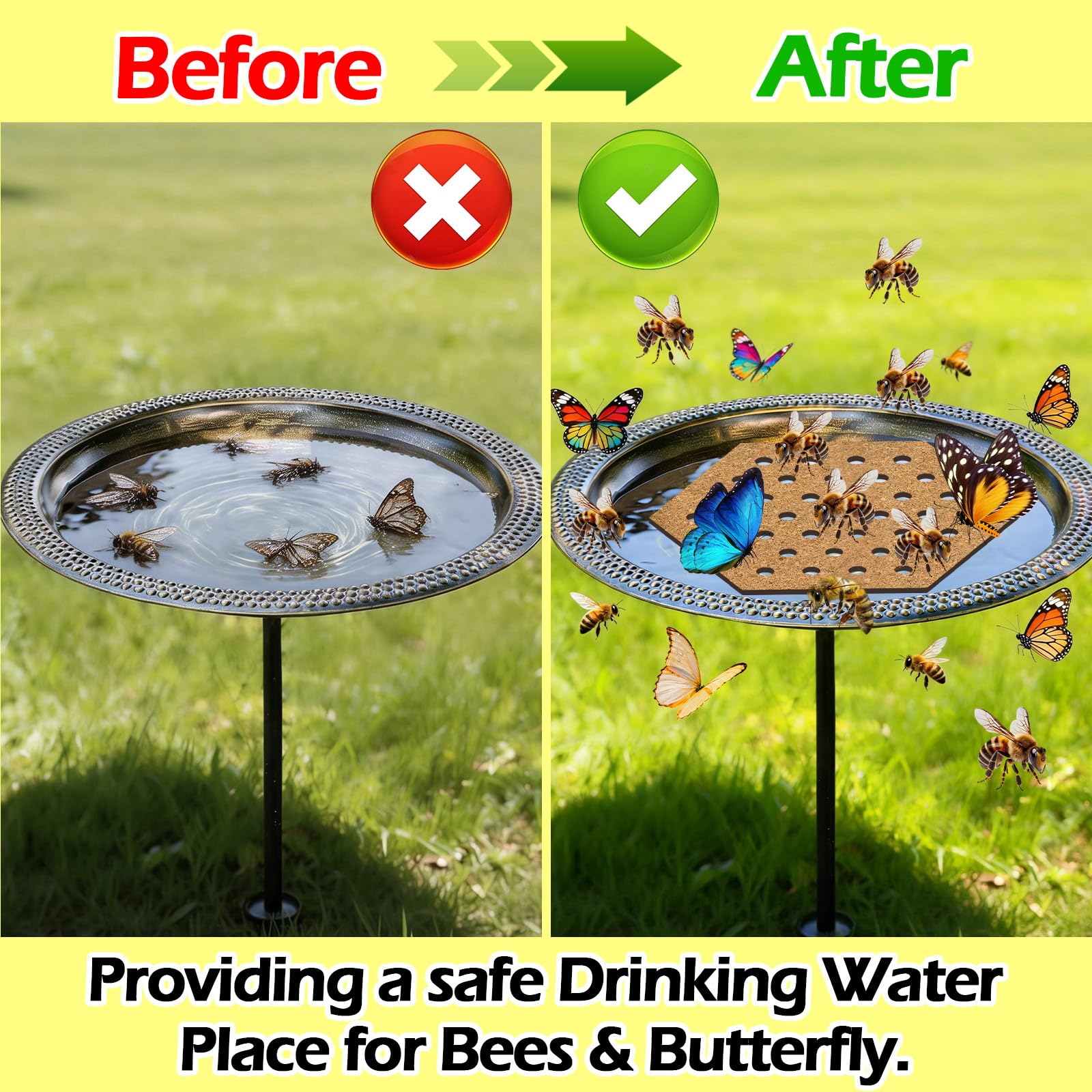 WSBXBB honeycomb-inspired design enhances outdoor bee and butterfly feeding.