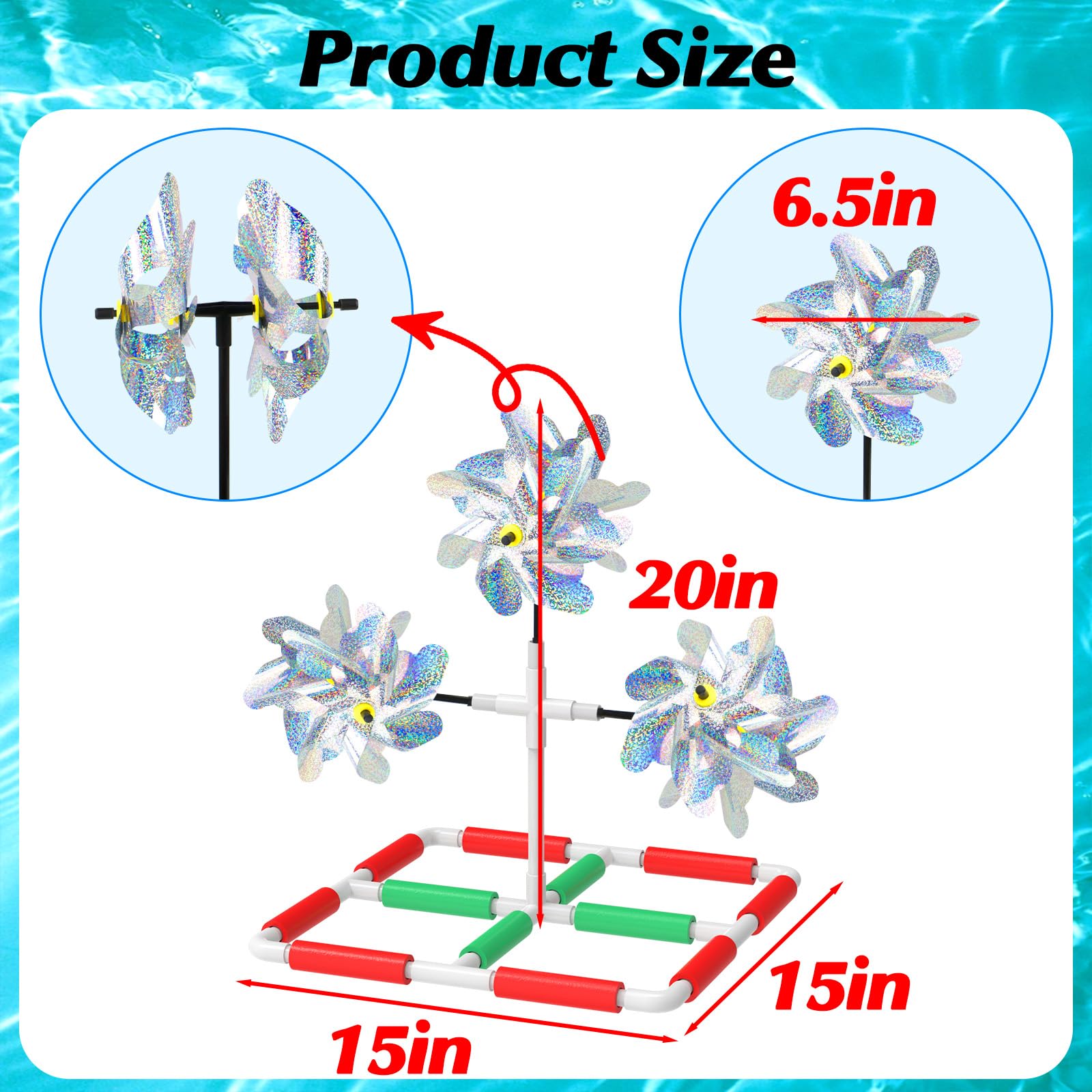 WSBXBB pool bird deterrent floating windmill keeps ducks and pigeons away from water