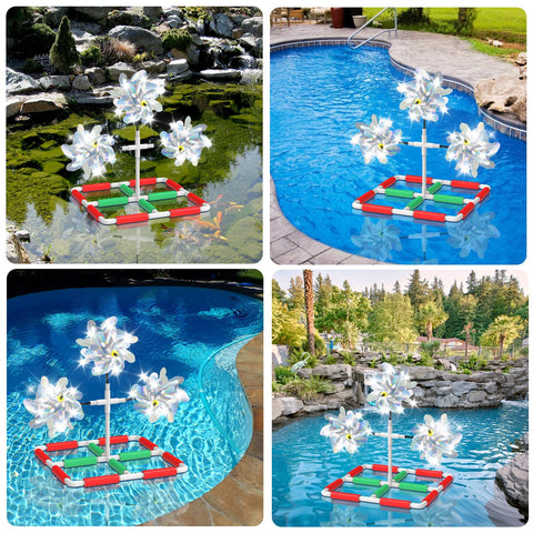 WSBXBB reflective windmill deters birds by shimmering sunlight across water surfaces