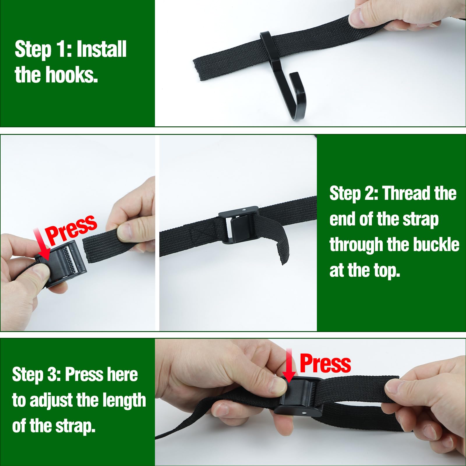 WSBXBB strap detail showing four-foot adjustable strap fits up to 15-inch trees.