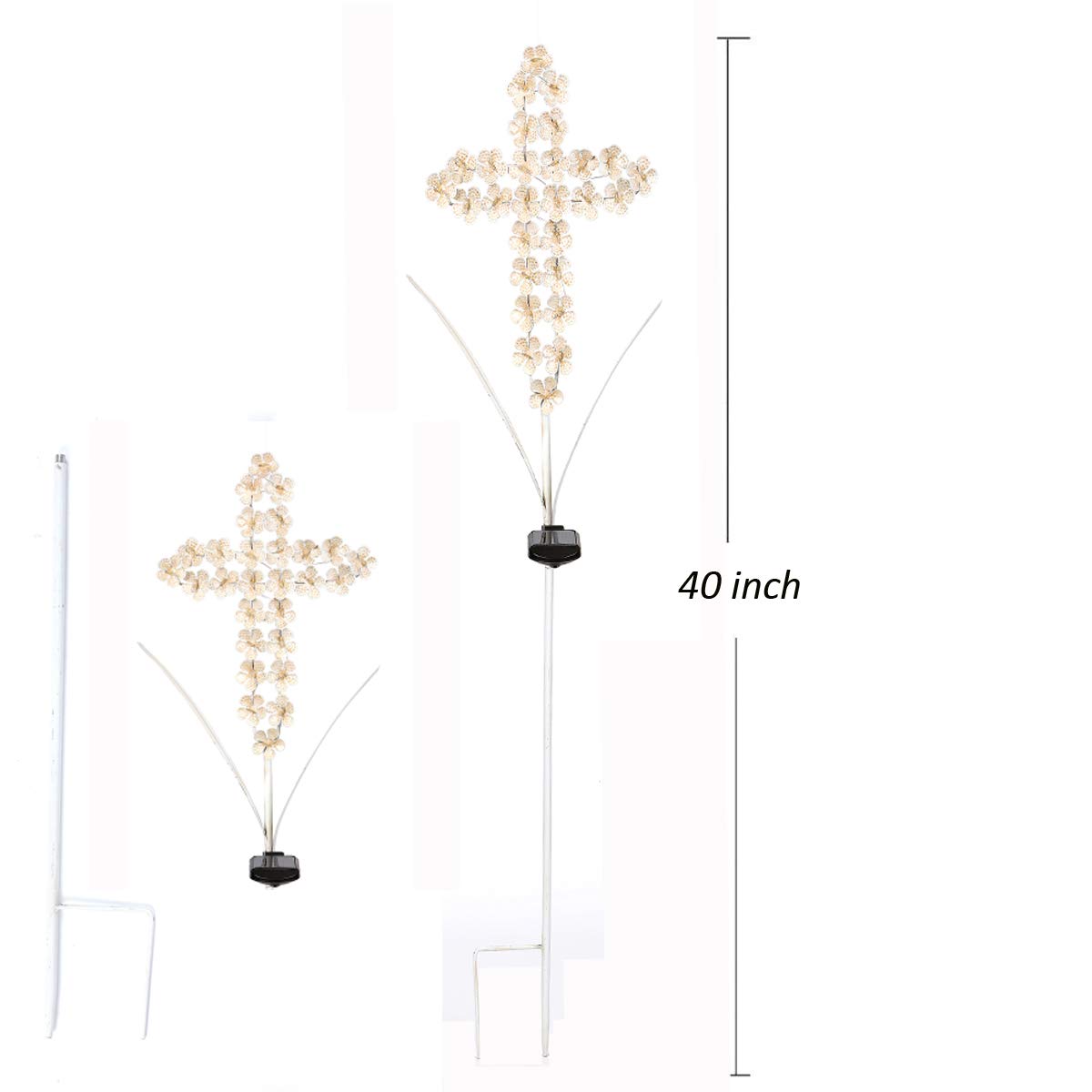 WSgift remembrance gift solar cross light beside a memorial plant