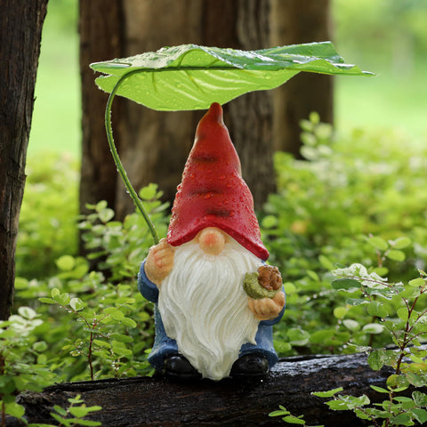 WSHMZYHOME garden gnome with umbrella in full figure for outdoor charm.