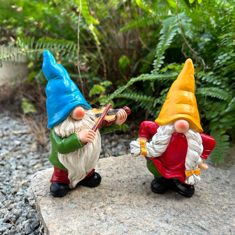 WSHMZYHOME gnome with colorful blue and yellow hats boosts curb appeal and charm.