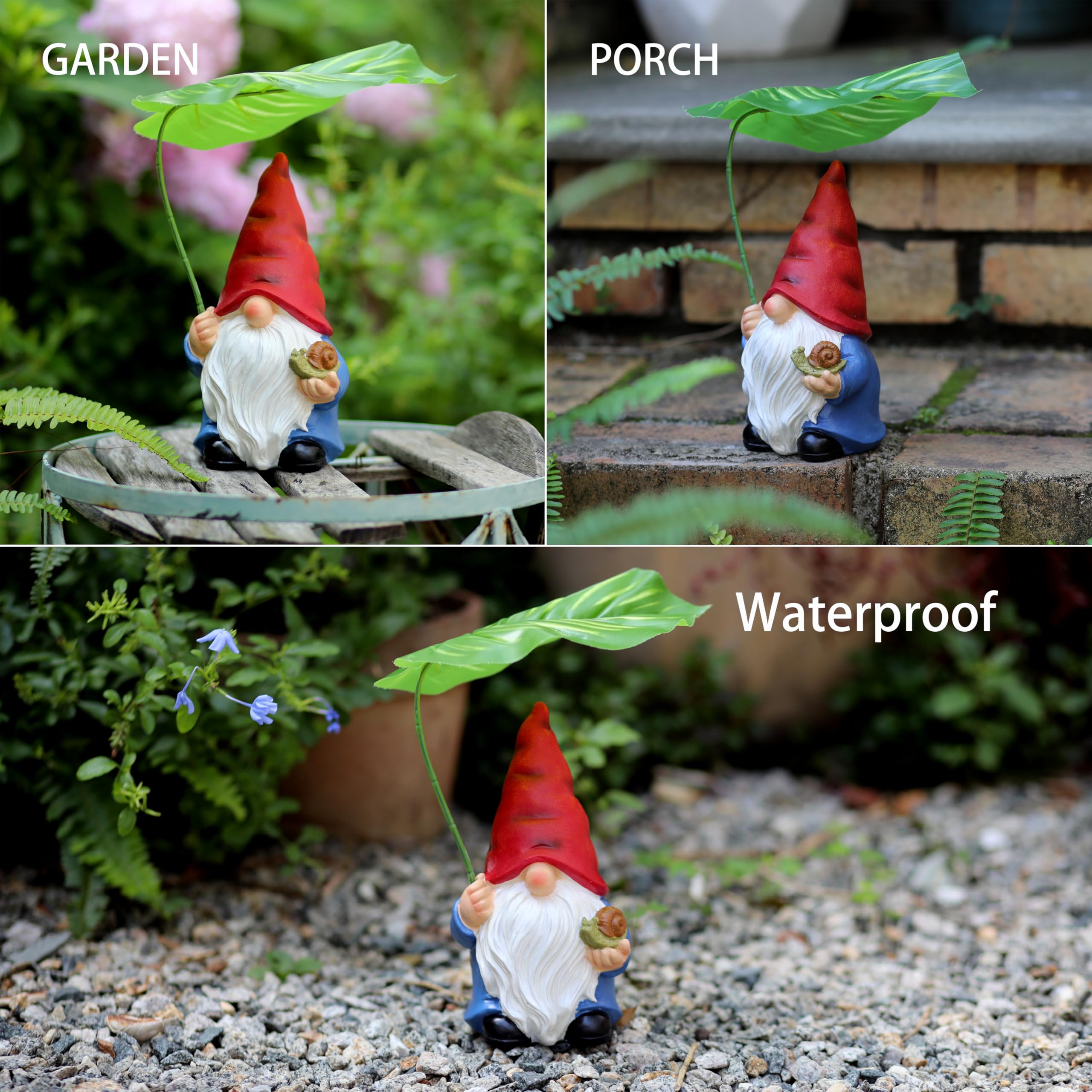 WSHMZYHOME gnome leaf umbrella close-up emphasizing decorative canopy.