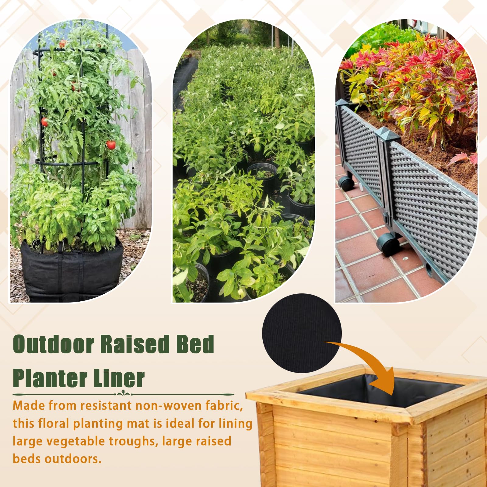 Wshxjzyay planter liner on patio reduces weed intrusion.