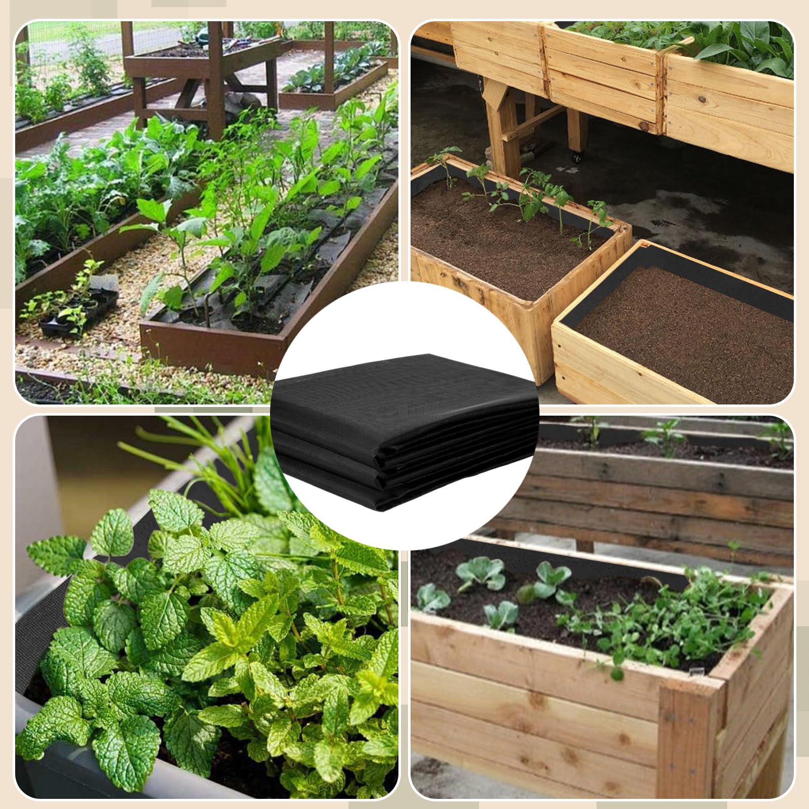 Wshxjzyay weed-barrier liner adds soil stability in raised beds.